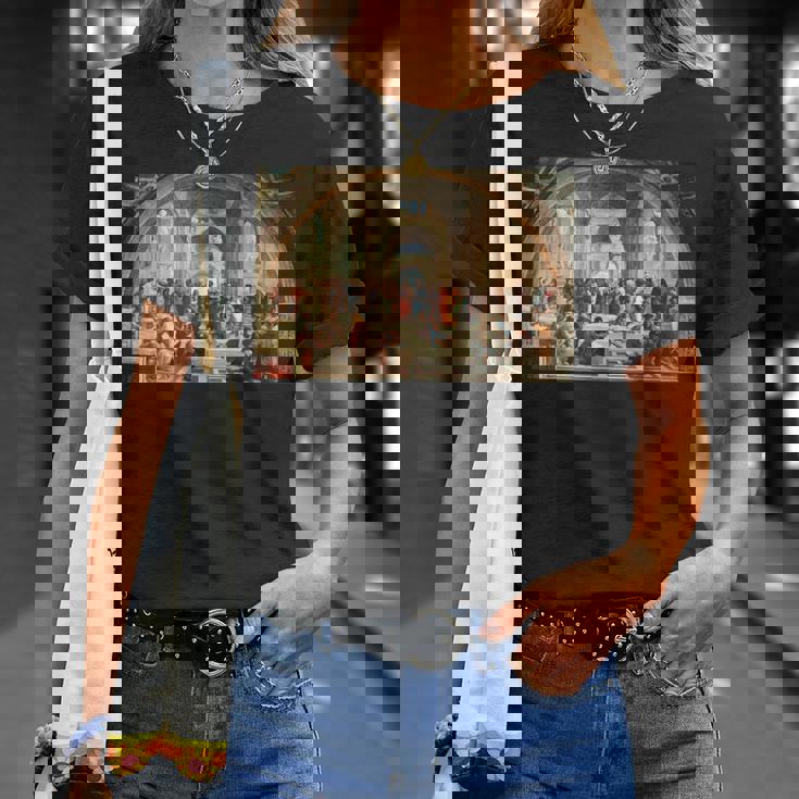 ラファエロ作「アテネの学堂」 Tシャツ 彼女への贈り物