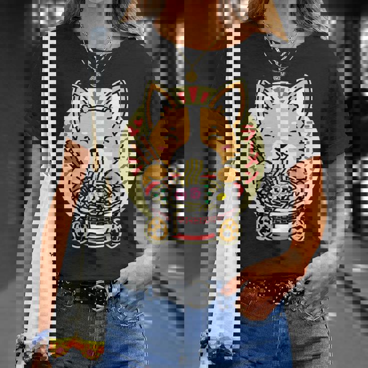 ラーメンを食べる犬 Tシャツ 彼女への贈り物