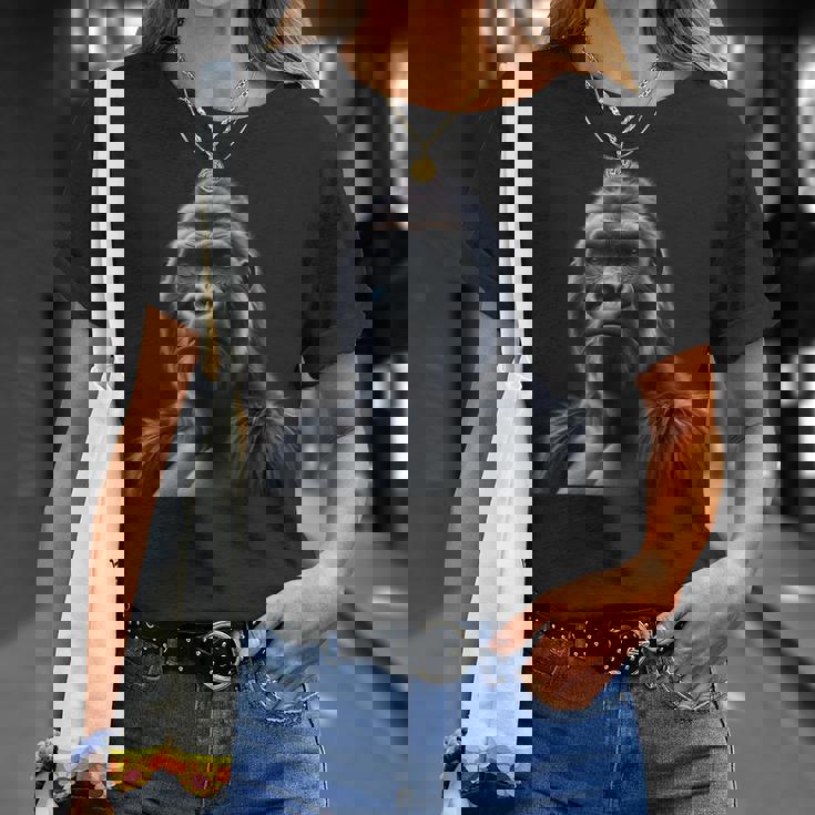 リアルなゴリラアートtシャツ、野生動物の霊長類の肖像画。 Tシャツ 彼女への贈り物