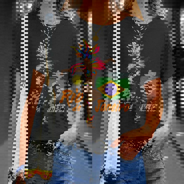 リオデジャネイロブラジルヴィンテージサンバカーニバルダンサーと旗 Tシャツ 彼女への贈り物