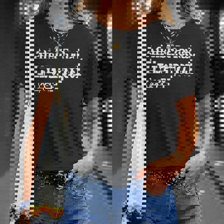 リバプールスタジアムの住所 Tシャツ 彼女への贈り物