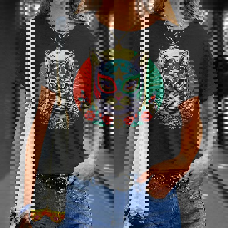 ルチャ リブレ クールキャットマスク ルチャドールマスク Tシャツ 彼女への贈り物