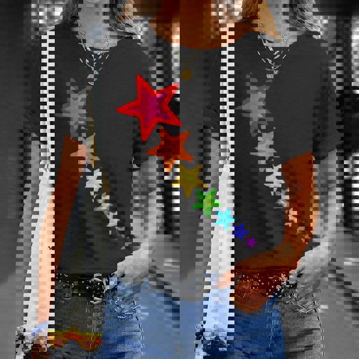 レインボーカラーの星。 Tシャツ 彼女への贈り物