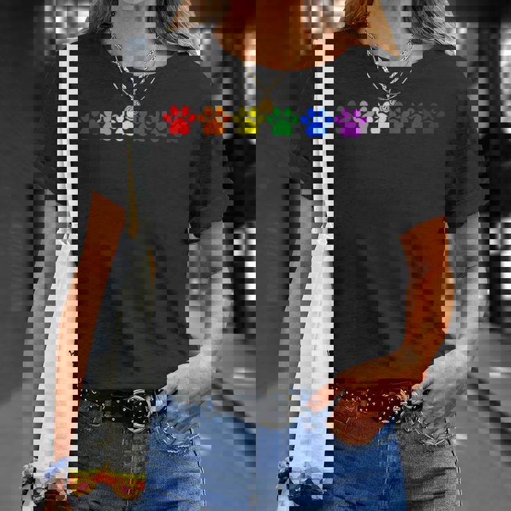 レインボー肉球 Lgbtq プライド ミニマル Tシャツ 彼女への贈り物