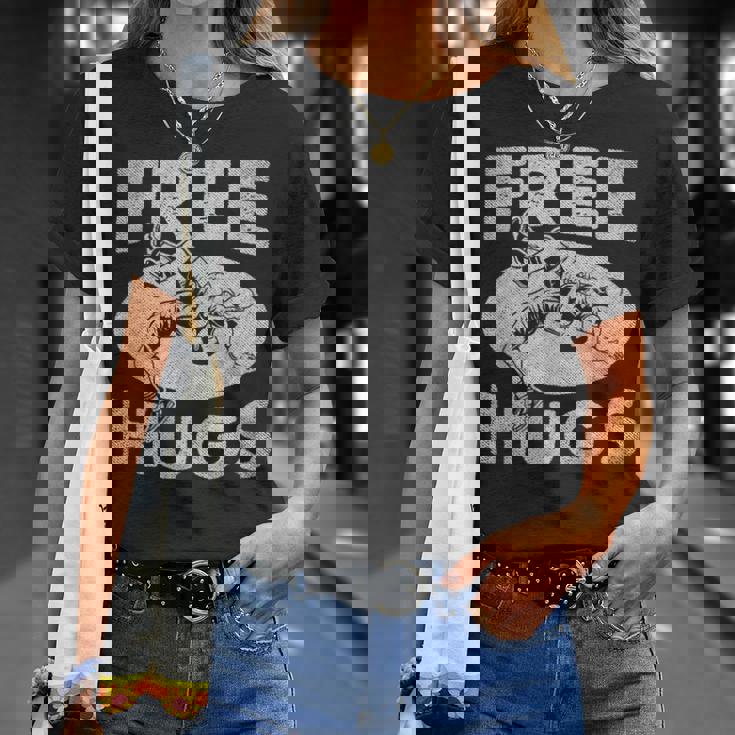 レスリングシャツ 面白いフリーハグレスリング Tシャツ 彼女への贈り物