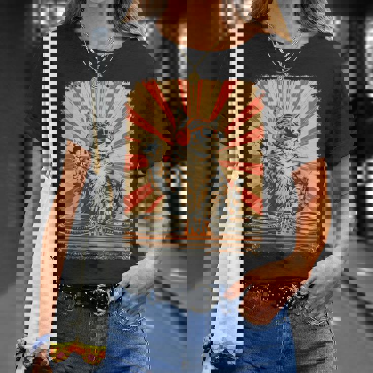 レトロ Dj 猫 ヘッドフォン付き ディスコ 音楽愛好家 男性 女性 キッズ Tシャツ 彼女への贈り物
