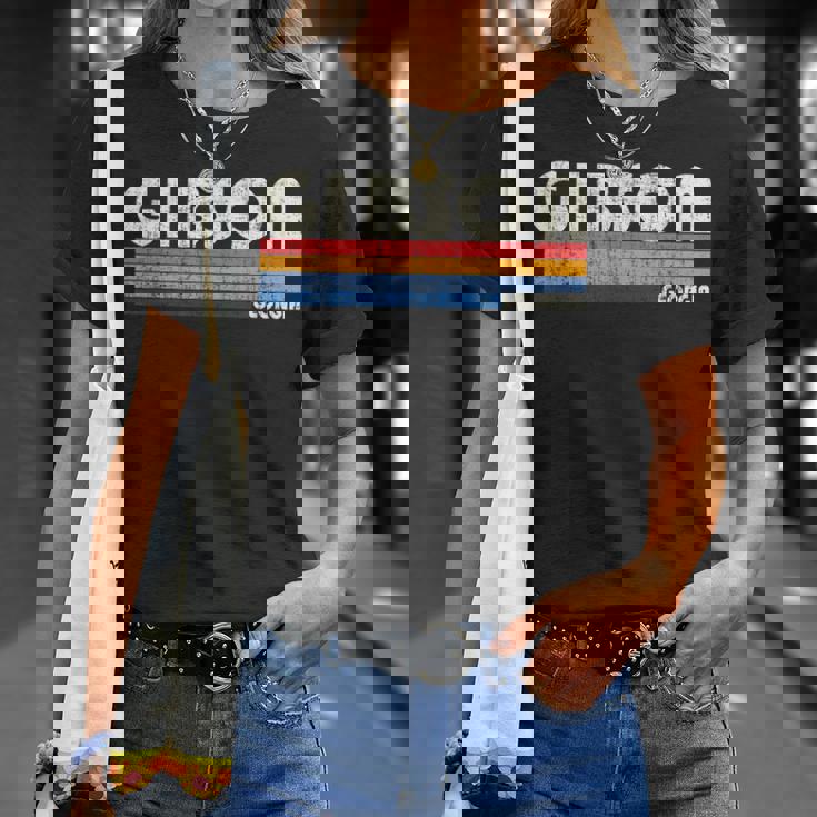 レトロ ヴィンテージ 70年代80年代スタイル ギブソン ジョージア州 Tシャツ 彼女への贈り物