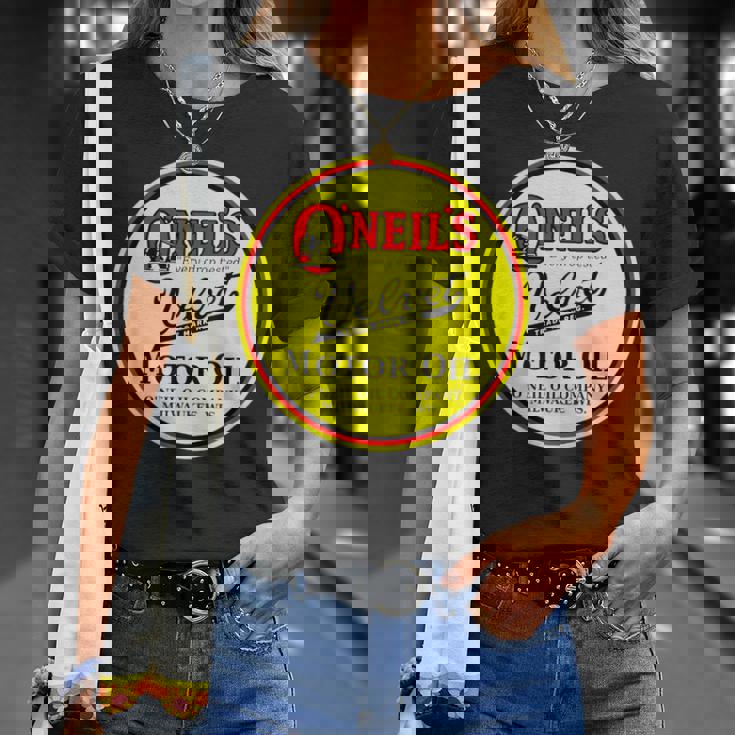 レトロ ヴィンテージ ガソリンスタンド オニールズ モーターオイル 車 バイク ガレージ Tシャツ 彼女への贈り物