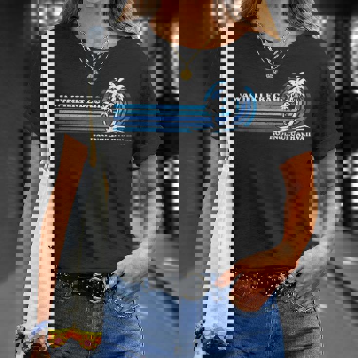 レトロ ヴィンテージ 家族旅行 ホノルル ハワイ ワイキキ ビーチ Tシャツ 彼女への贈り物