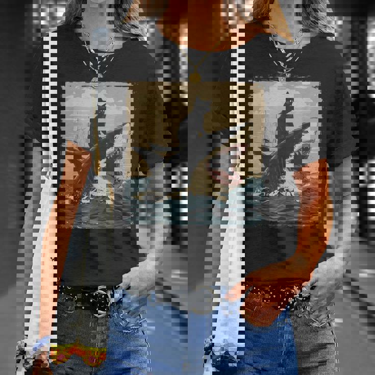 レトロ 猫 噛む サメ ユーモラス 猫 駄洒落 ミーム 猫s サメ Tシャツ 彼女への贈り物