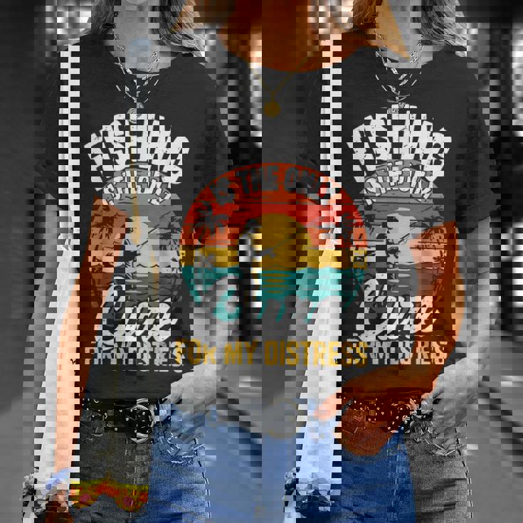 レトロ 釣り療法 メンタルヘルス ストレス解消 フィッシャーマン Tシャツ 彼女への贈り物