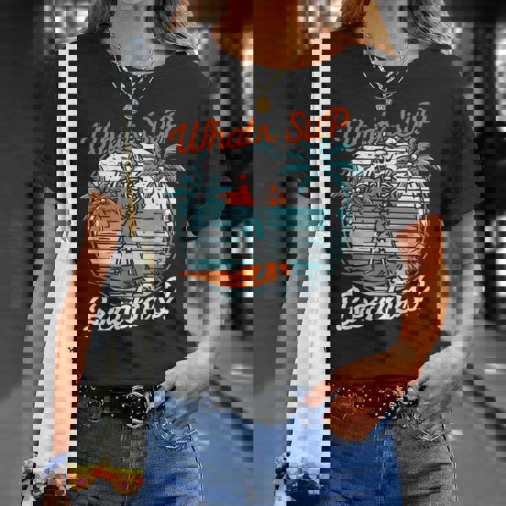 レトロup スタンドアップパドルボード スケルトンup ビーチとは Tシャツ 彼女への贈り物