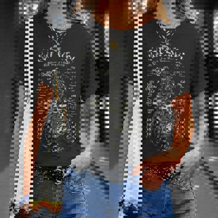 レトロなヴィンテージカフェレーサー オートバイ スカル ライブライドバイカー Tシャツ 彼女への贈り物