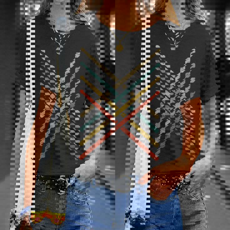 レトロヴィンテージドラマー 70年代 80年代 アンティーク調ドラムスティック Tシャツ 彼女への贈り物