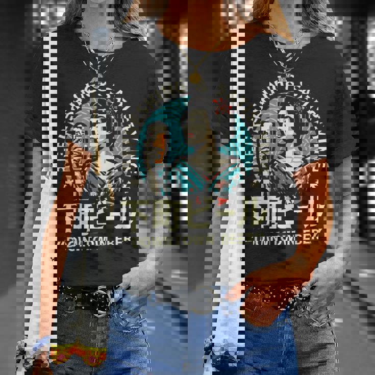 レトロ日本ビール 昭和ヴィンテージ 昭和ガール ダウンタウンビール Tシャツ 彼女への贈り物