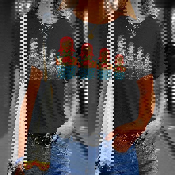 ロシアの人形 ロシアのマトリョーシカ フィギュア Tシャツ 彼女への贈り物