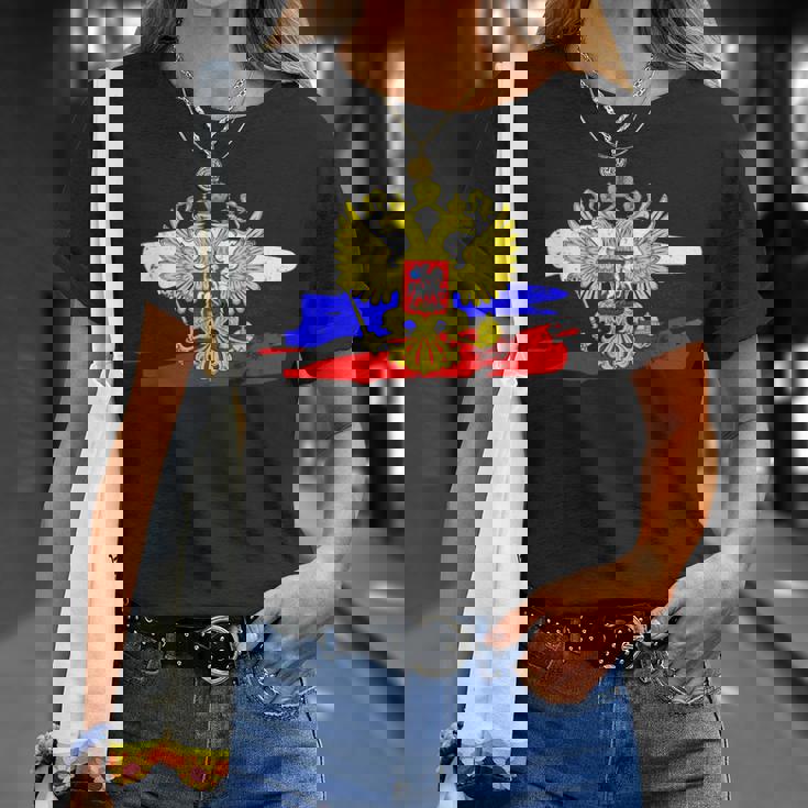 ロシア国章 ロシア国旗 イーグルエンブレム付き Tシャツ 彼女への贈り物