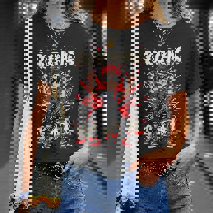 ロッキング・100デイズ・オブ・スクール・ファニー・ギター・キッズ Tシャツ 彼女への贈り物