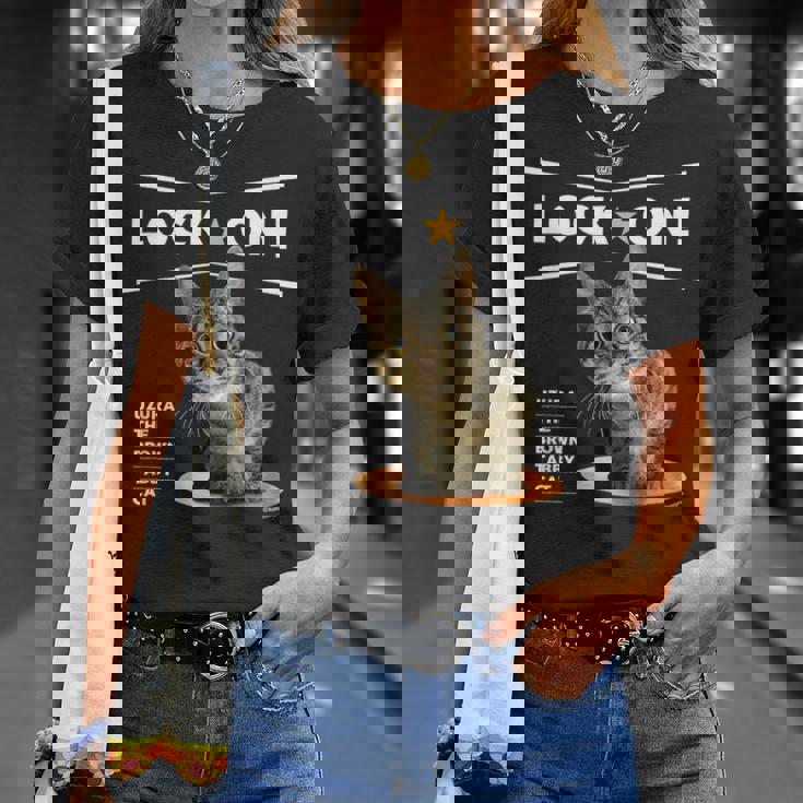 ロックオンなねこ 狙う猫 Cat Tシャツ 彼女への贈り物