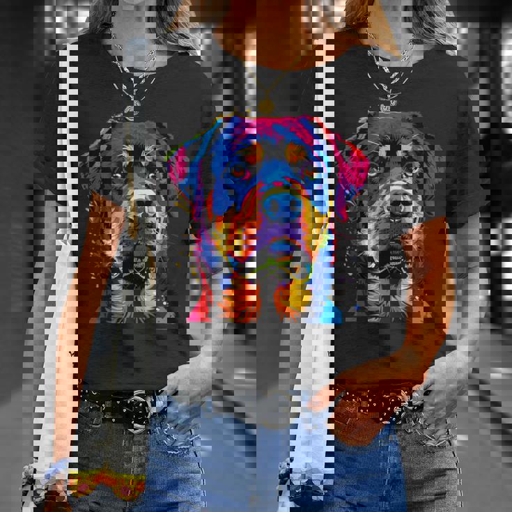 ロットワイラー 犬 カラフル ポップアート 犬の誇り ロットワイラー Tシャツ 彼女への贈り物