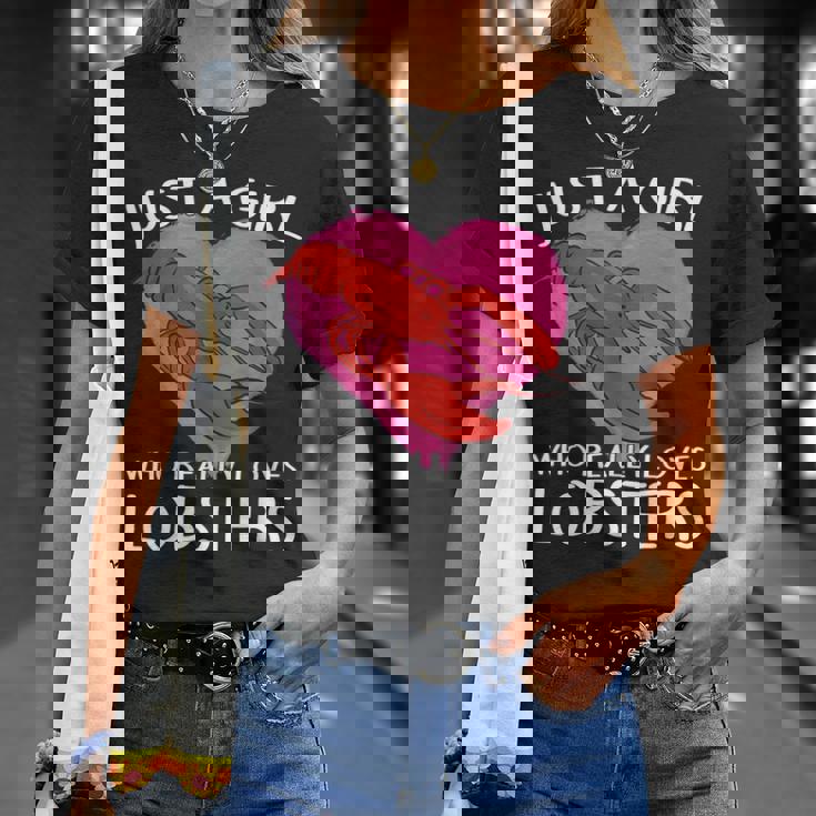 ロブスターが大好きな女の子です。ザリガニ ロブスター Tシャツ 彼女への贈り物