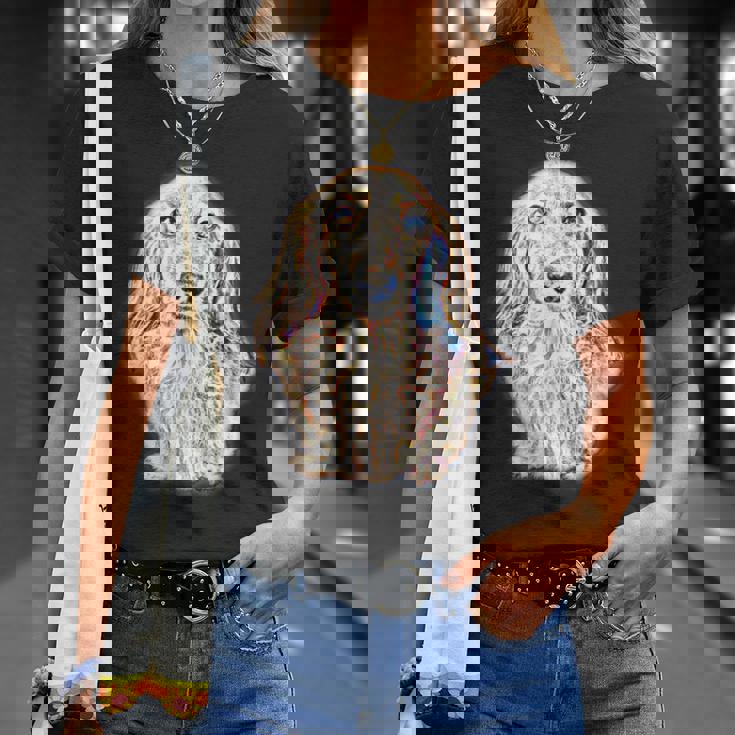 ロングヘア ダックスフンド ギフト かわいい ソーセージ 犬 レディース メンズ Tシャツ 彼女への贈り物