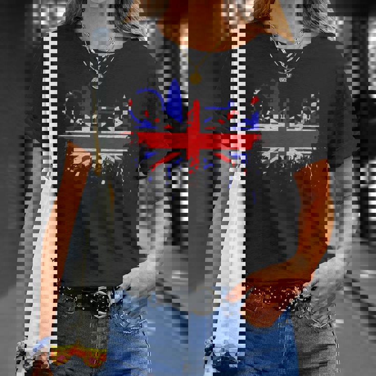 ロンドン スカイライン イギリス 愛 ユニオンジャック イギリス国旗 Tシャツ 彼女への贈り物