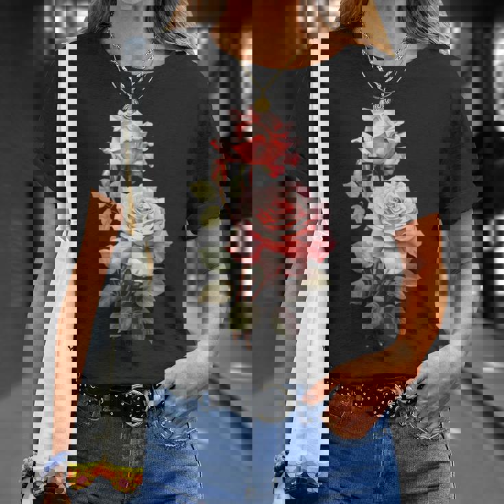 ローズシャツ 美しいピンクのバラとつぼみ Tシャツ 彼女への贈り物