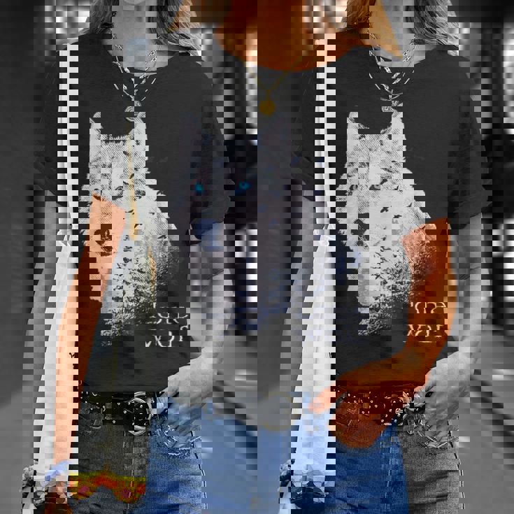 ローンウルフ 森 山 野生 野生動物 雪 オオカミ Tシャツ 彼女への贈り物