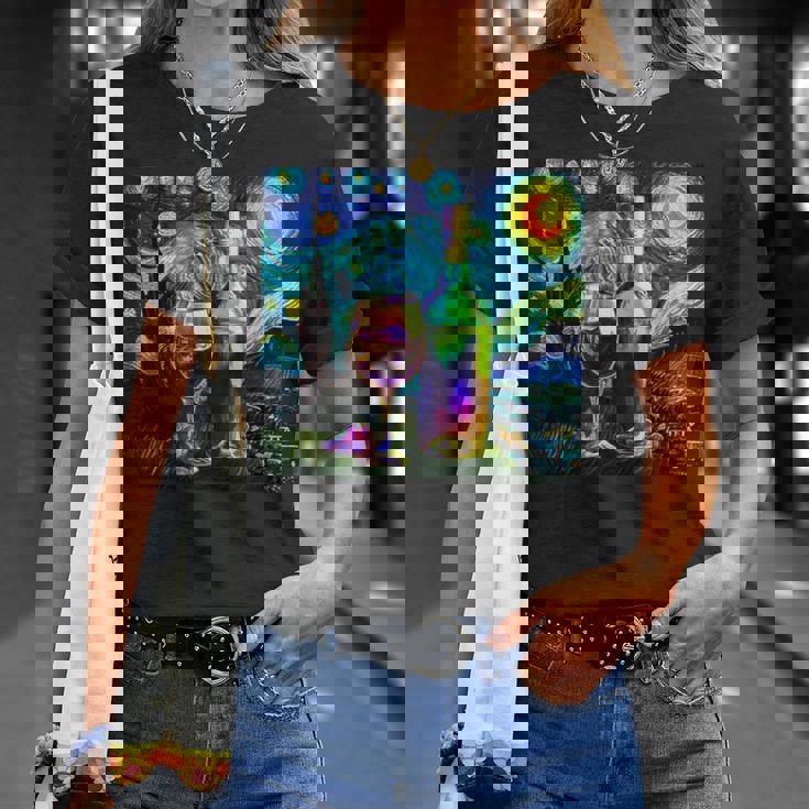 ワイン 酒 面白いtシャツ ゴッホ 星月夜 飲み おもしろ 飲み会 のんべえ メンズ 居酒屋 ネタ Tシャツ 彼女への贈り物