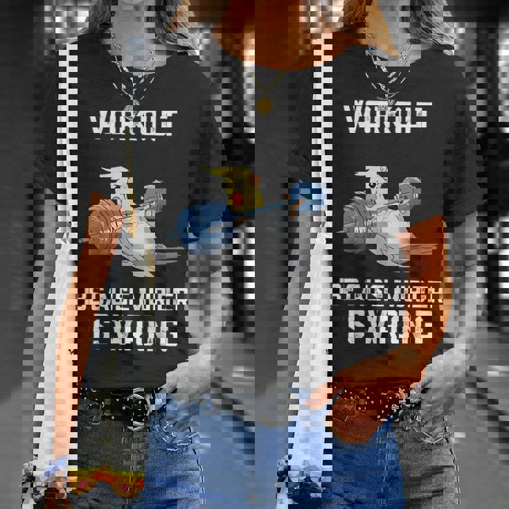 ワークアウト Because Murder Is Wrong 面白いオウム オカメインコ 鳥 Tシャツ 彼女への贈り物