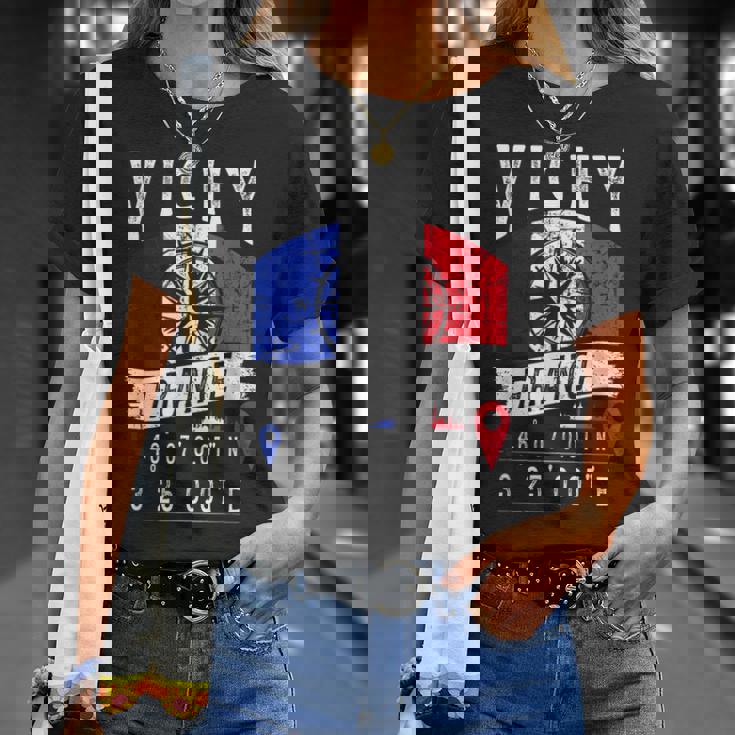 ヴィシー フランス 国旗 Gps座標 Tシャツ 彼女への贈り物
