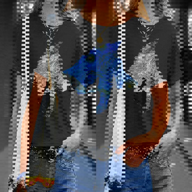 ヴィンセント・ヴァン・ゴッホ作 星月夜狼 有名な絵画 Tシャツ 彼女への贈り物