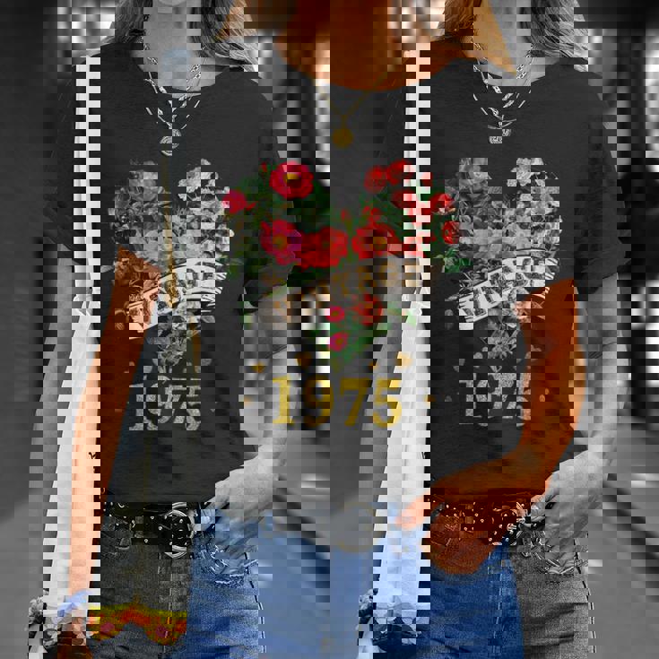 ヴィンテージ 1975年 楽しい かわいい 花柄 花 ラブハート 49歳の誕生日 Tシャツ 彼女への贈り物