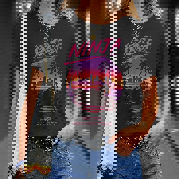 ヴィンテージ Ninja スポーツバイク スーパースポーツ 80S 映画 シンセウェーブ マイアミ バイス シティー Tシャツ 彼女への贈り物