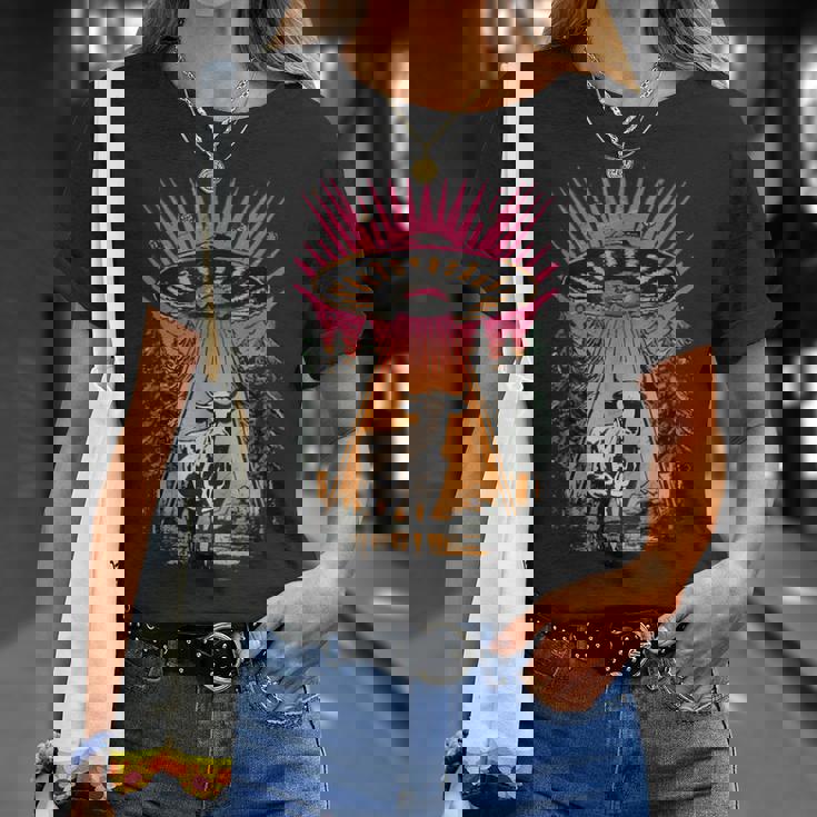 ヴィンテージ Ufo 牛 誘拐 エイリアン レトロ Tシャツ 彼女への贈り物