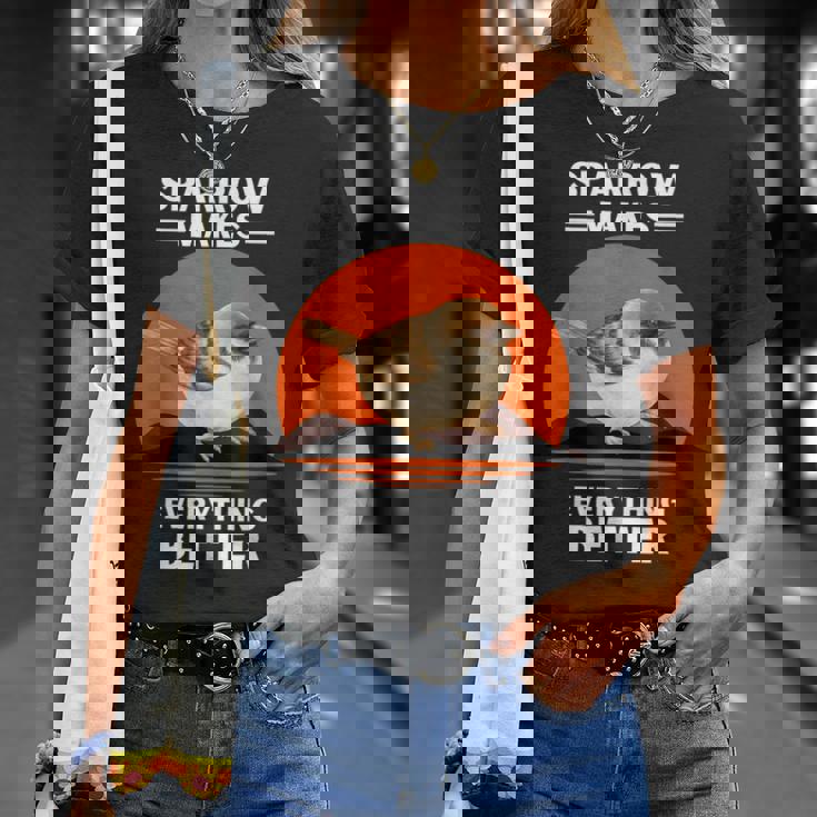 ヴィンテージ スズメの鳥 Make Everything Better スズメの鳥 Tシャツ 彼女への贈り物