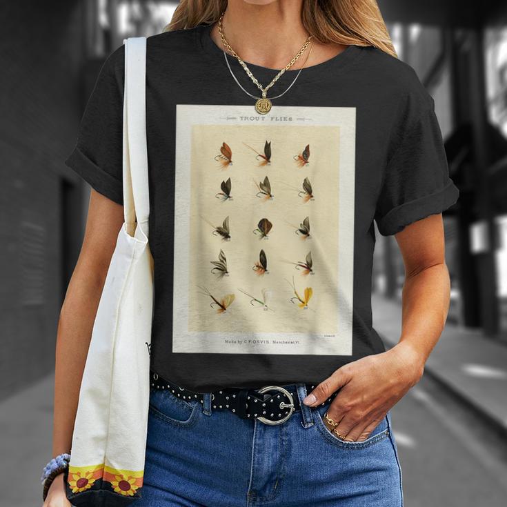 ヴィンテージ トラウトフィッシング フライ メアリーオービス フィッシャーマンアート Tシャツ 彼女への贈り物