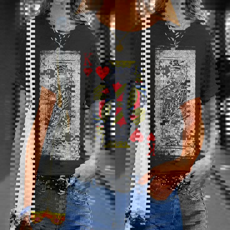 ヴィンテージ ハートのキングトランプ ハロウィン カジノ Tシャツ 彼女への贈り物