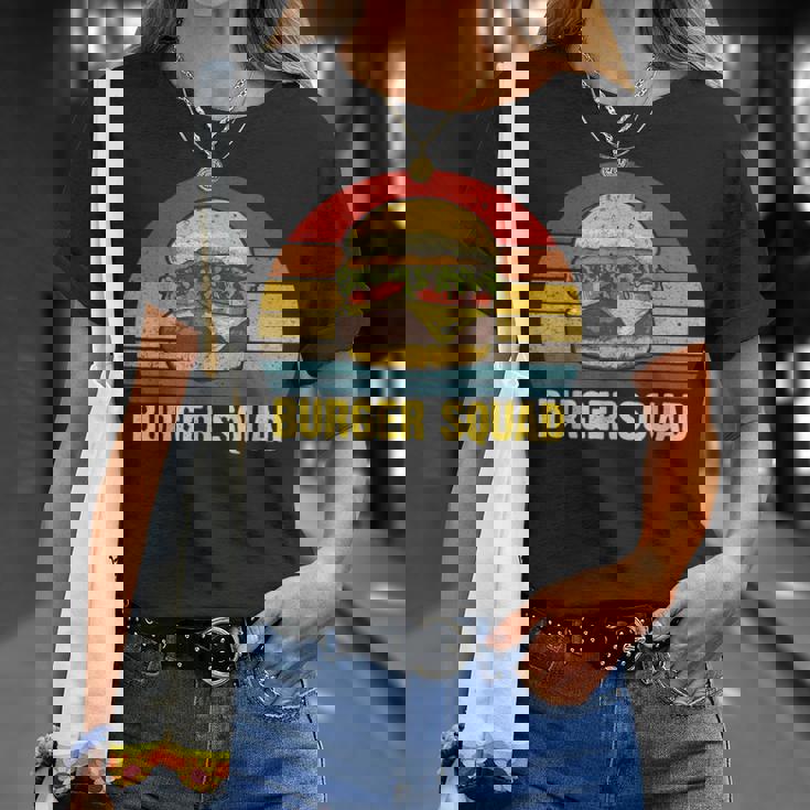 ヴィンテージ バーガー スクワッド チーズバーガー ハンバーガー 恋人へのギフトに Tシャツ 彼女への贈り物
