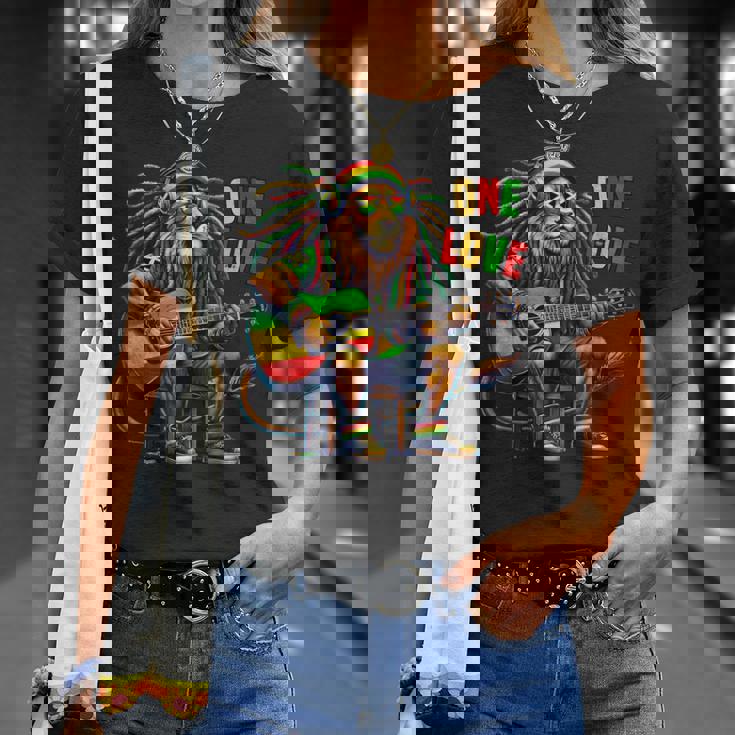 ヴィンテージ ラスタ ライオン レゲエ 音楽 One Loveibe ギター グラフィック Tシャツ 彼女への贈り物