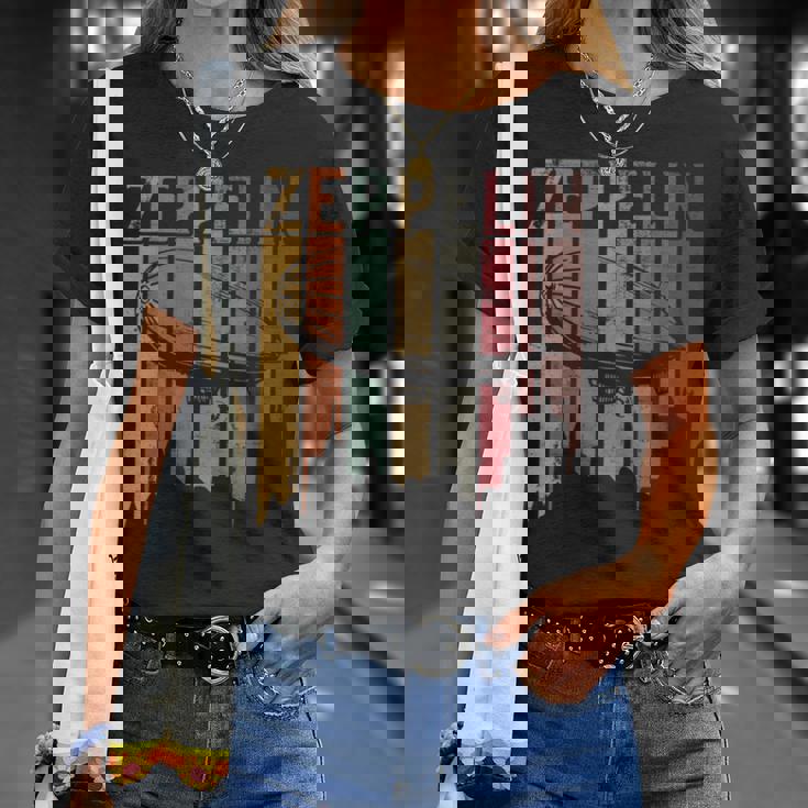 ヴィンテージ レトロ ツェッペリン 飛行船 アンティーク調 Tシャツ 彼女への贈り物