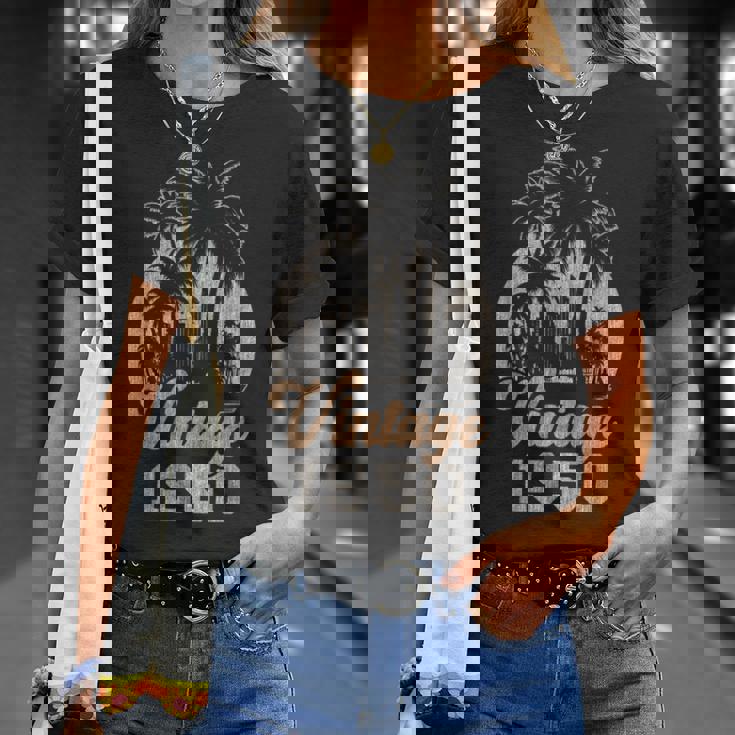 ヴィンテージ1950 パームツリー 75歳の誕生日 Tシャツ 彼女への贈り物