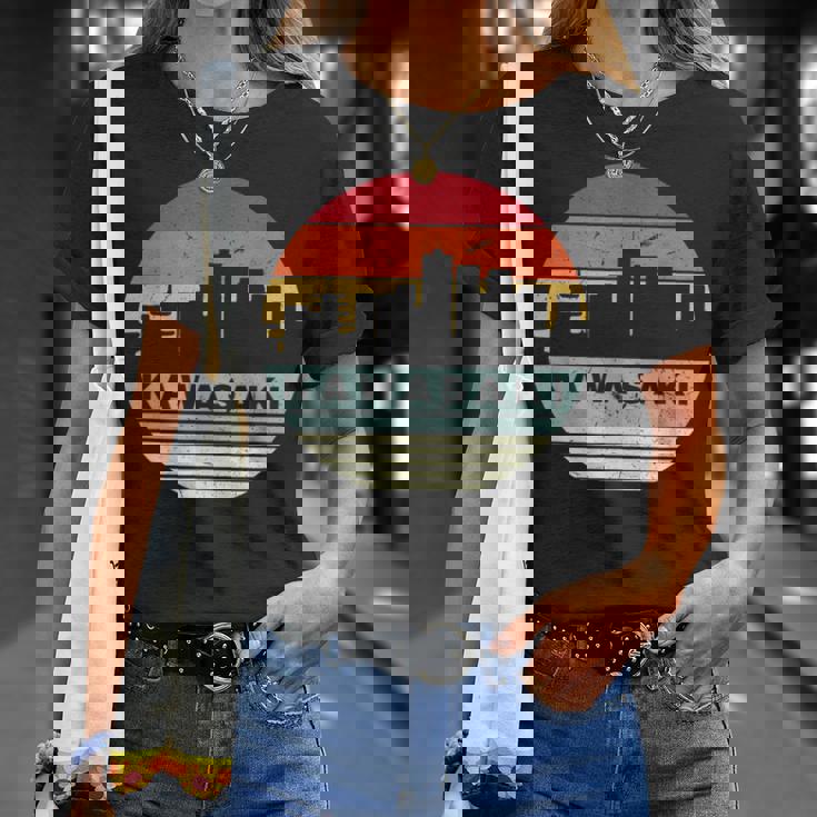 ヴィンテージカワサキスカイラインシルエット Tシャツ 彼女への贈り物