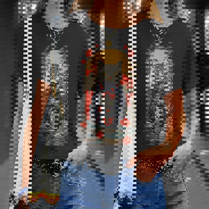 ヴィンテージジャパンの日本酒の猫ポスターデザイン。 Tシャツ 彼女への贈り物