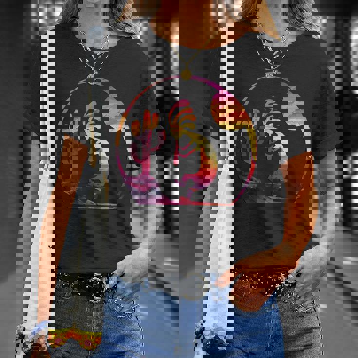 ヴィンテージネイティブアメリカンシンボル サンセット ココペリ Tシャツ 彼女への贈り物