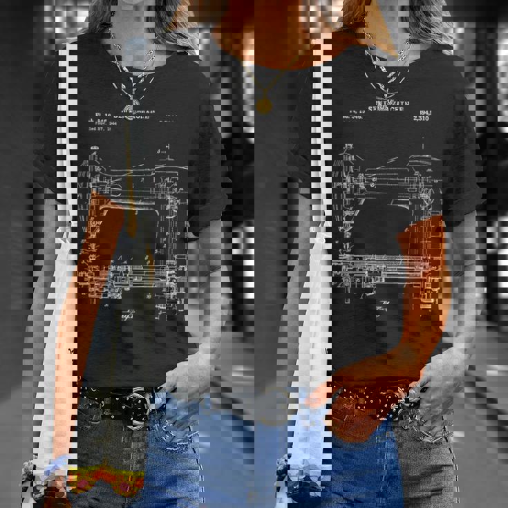 ヴィンテージミシンブループリントシャツ ニットキルティング Tシャツ 彼女への贈り物