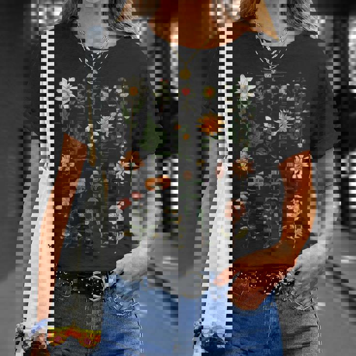 ヴィンテージ風フラワーボタニカルチャートグラフィックtシャツ Tシャツ 彼女への贈り物