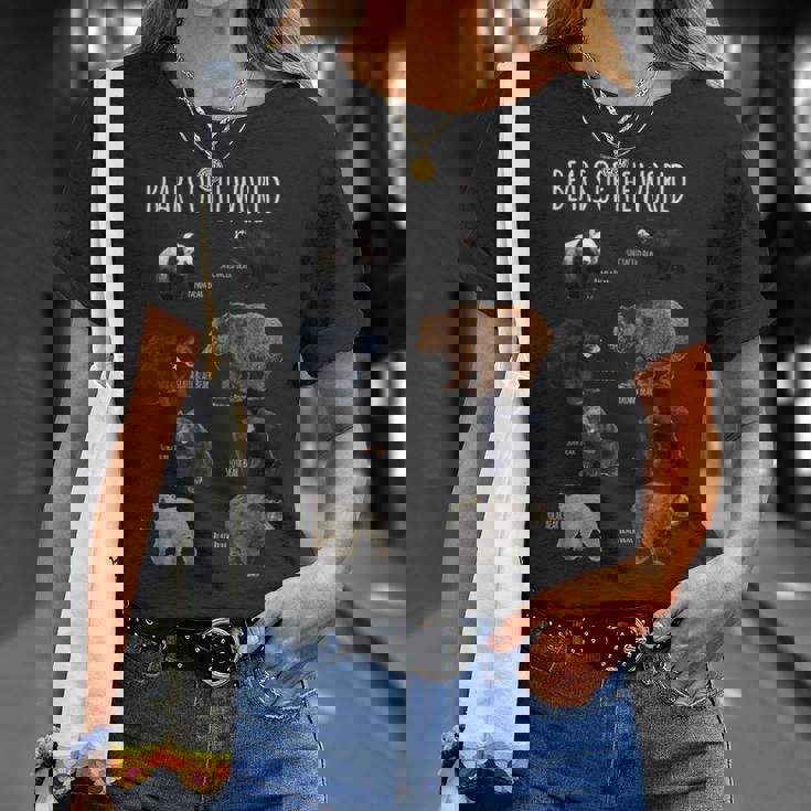 世界のクマ パンダ ポーラーグリズリー ブラック かわいいクマギフト Tシャツ 彼女への贈り物