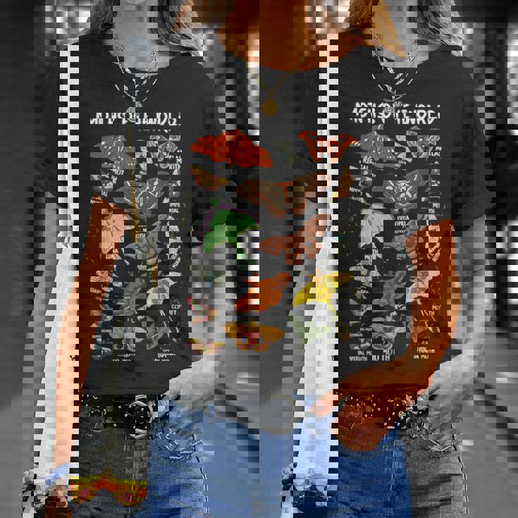 世界の蛾 昆虫昆虫 Tシャツ 彼女への贈り物